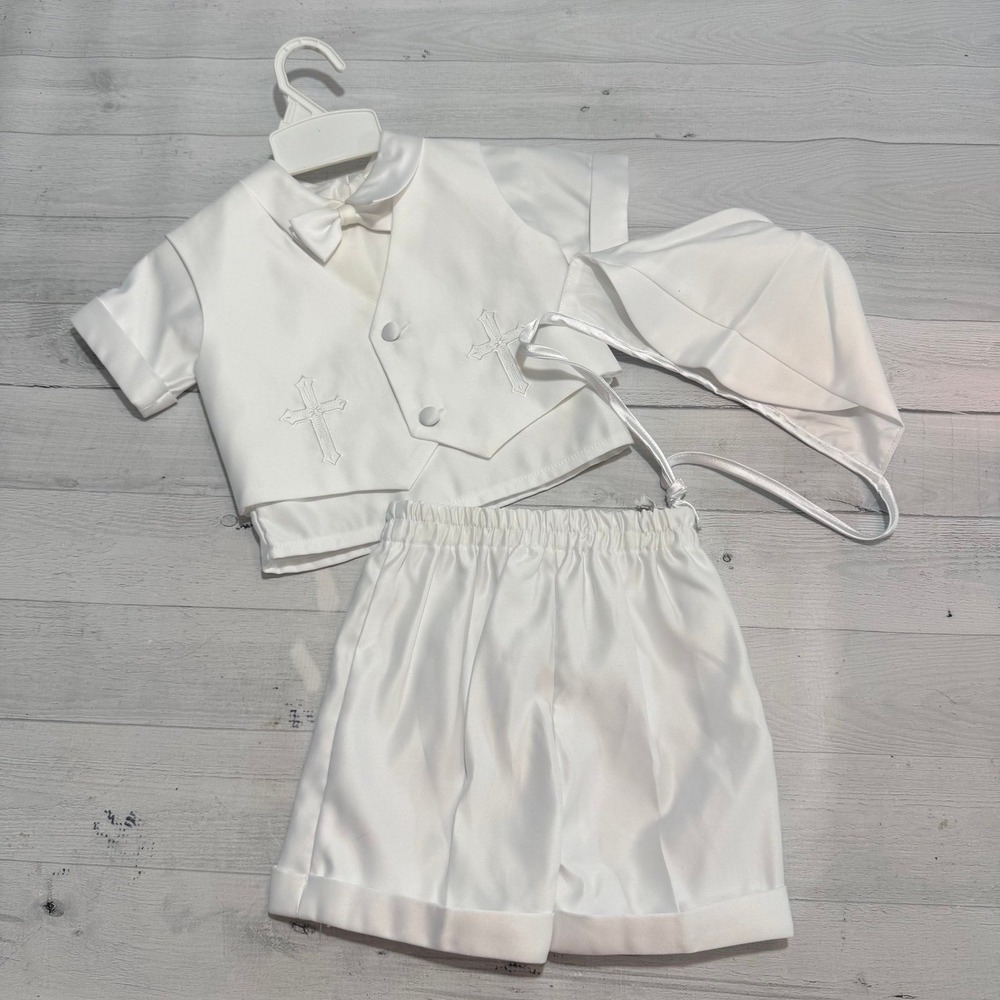 Angels New York baby boy white christening outfit